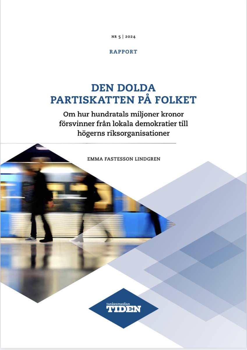 🧵(1/n) Mellan åren 2019 och 2022 slussade Sverigedemokraterna och Moderaterna över 180 miljoner kronor från kommuner och regioner till sina riksorganisationer. Det skriver jag om i tankesmedjan Tidens senaste rapport: Den dolda partiskatten på folket