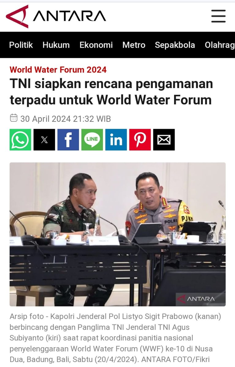 tni siapkan rencana pengamanan terpadu untuk #SukseskanAgendaWWF10 
Produktif Untuk Dunia
semoga berjalan dengan lancar dan sukses