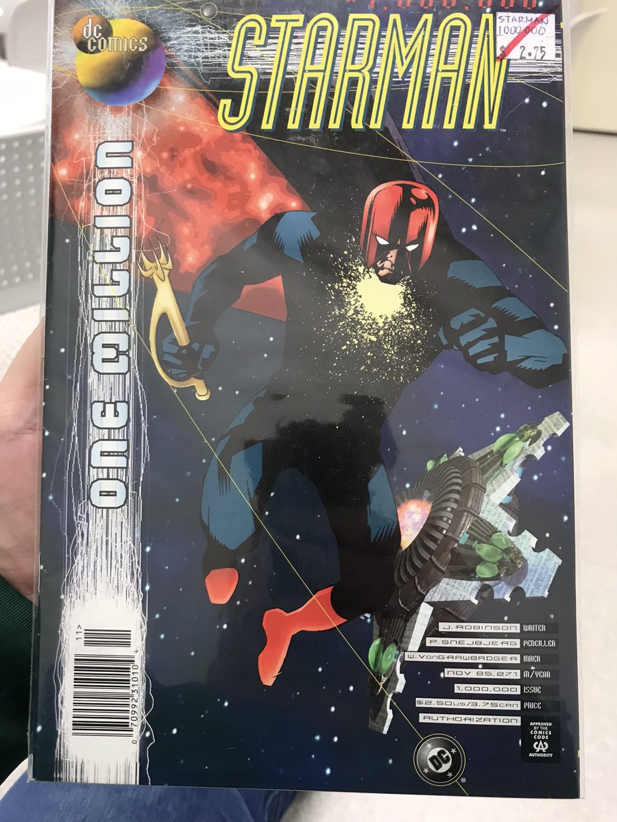 Lunchtime reading Starman #54 Times Past by Robinson and Hamilton Lovely and unique, Hamilton‘s art made quite an impact Starman #1Million By Robinson, Snejbjerg, and von Grawbadger. Another standalone, unique story. Starman meets his family’s destiny.