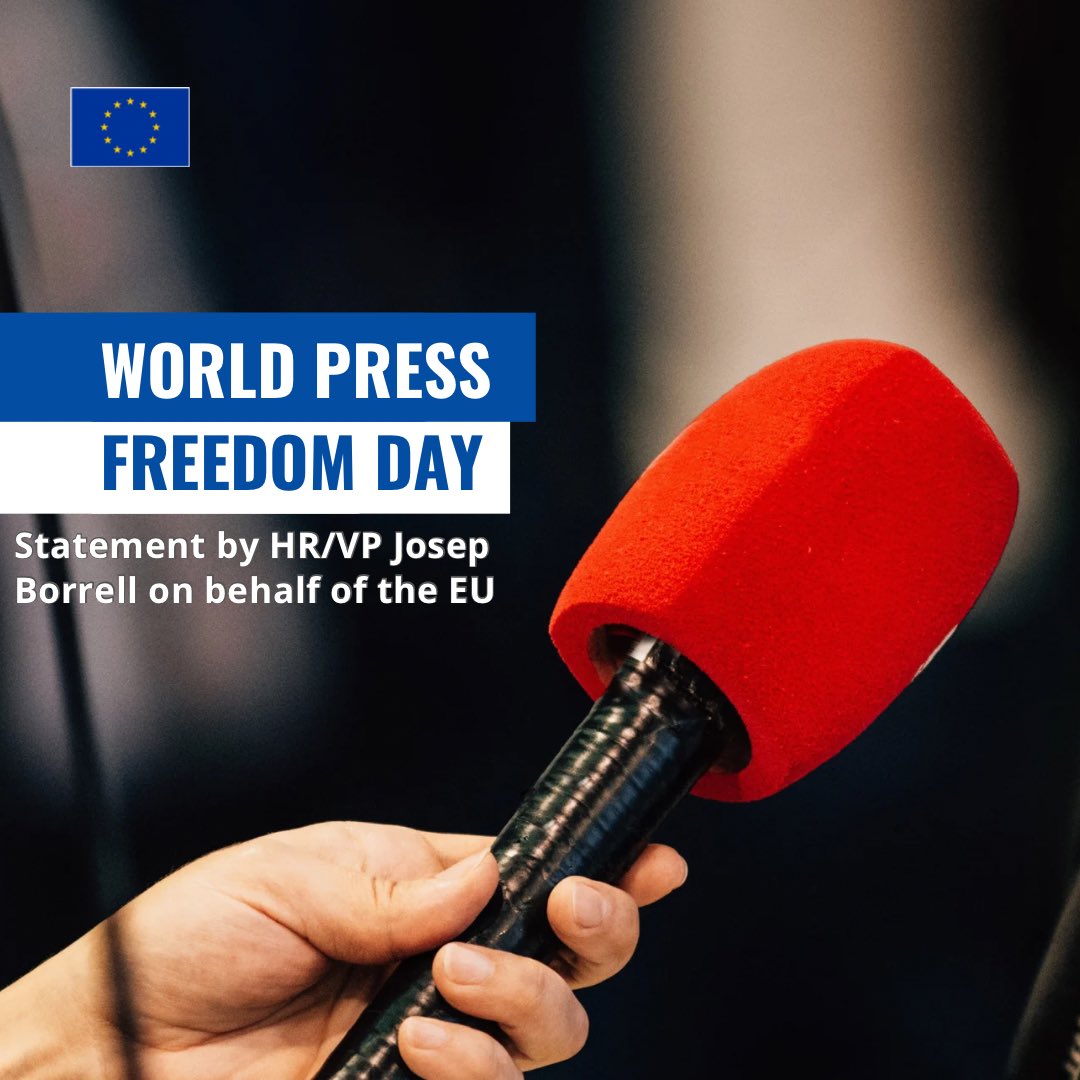 The #EU reaffirms its commitment to global media freedom. Defending it safeguards truth & accountability. Read the statement by HR/VP @JosepBorrellF on #WorldPressFreedomDay 🔗 europa.eu/!p6kdCq
