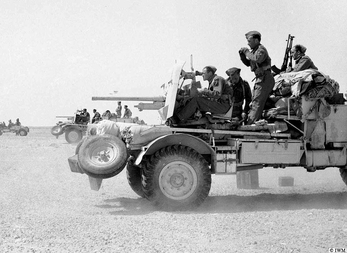 #OTD in 1942, North Africa. Practice makes perfect. Portees, lorry-mounted 2-pounder anti-tank guns. #WW2 #HISTORY