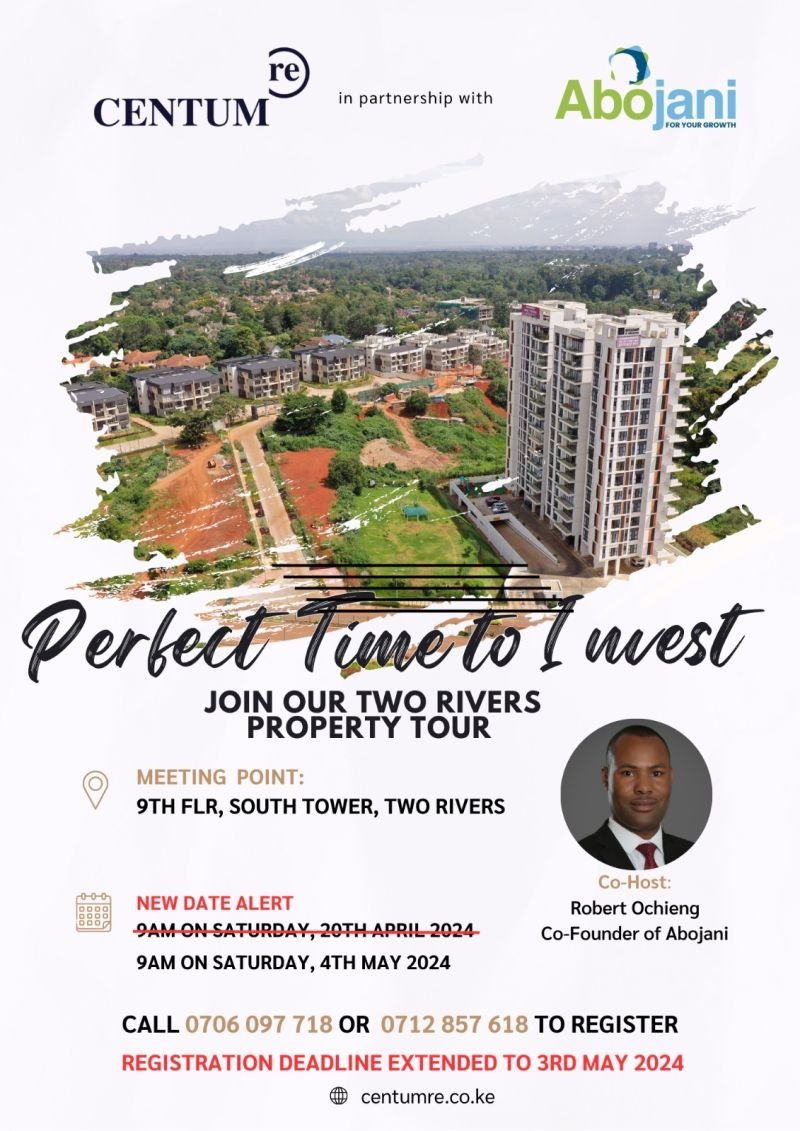 See You There? Registration for the Two Rivers Property Tour closes today! @CentumRE Get behind the scenes look at the Two Rivers development, offering investment insights and experiences not available to the general public. Call 0706 097 718 or 0712 857 618 to register and…