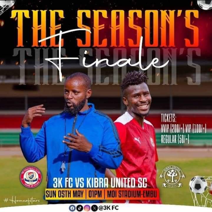 Are you in Embu or from Embu? Historic moment as we eye the first team from the region to feature in the National Super League. Come support 3K FC at Moi Stadium, Embu.