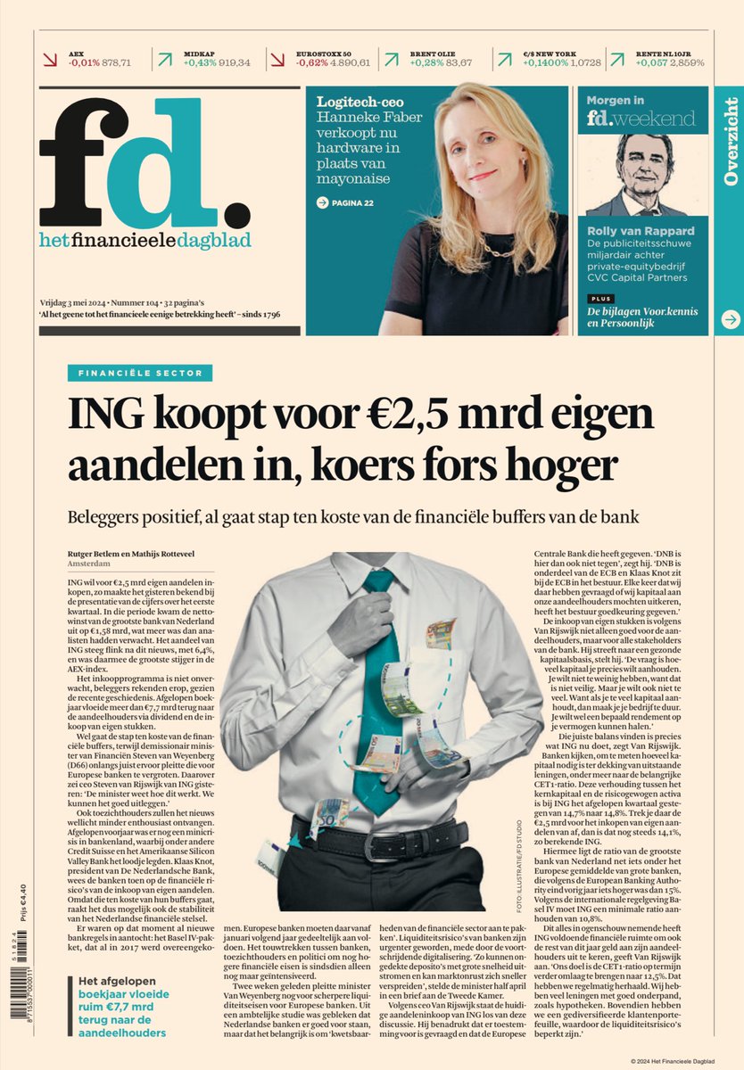 Het is weer zo ver; opnieuw bedient ⁦@ingnl⁩ aandeelhouders door de inkoop van eigen aandelen, voor maar liefst €2,5 miljard! Dit gaat zelfs ten koste van financiële buffers. Onbegrijpelijk dat partijen als VVD, BBB & NSC hier geen dividendbelasting over willen heffen.