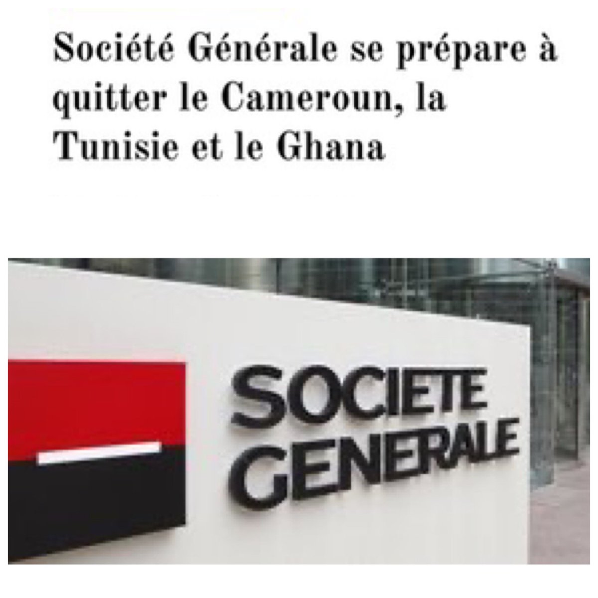 Société Générale a décidé de quitter le #Cameroun, la #Tunisie, et le #Ghana, le groupe a chargé la banque d’affaires Lazard, de trouver des repreneurs pour racheter ses trois filiales africaines.
@Club_Efficience 
Lire : invest-time.com/2024/05/02/soc…