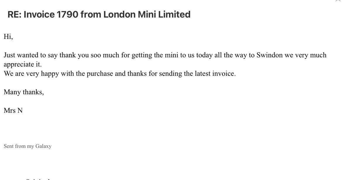 Yet Another Happy Client.
Real People Who Have Actually Dealt With Us.
Londonmini.net
#Happy
#Love
#Number1
#Mini
#WeDeliver
#TheBestMinis