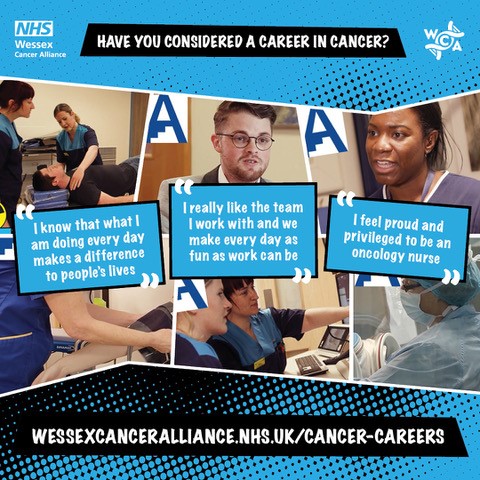 We are delighted to share our new Cancer Careers website! 🥳 Huge thanks to everyone who has taken part in the making of this - there are so many careers to choose from, why not have a look and please do share with anyone considering a career in Cancer: wessexcanceralliance.nhs.uk/cancer-careers/