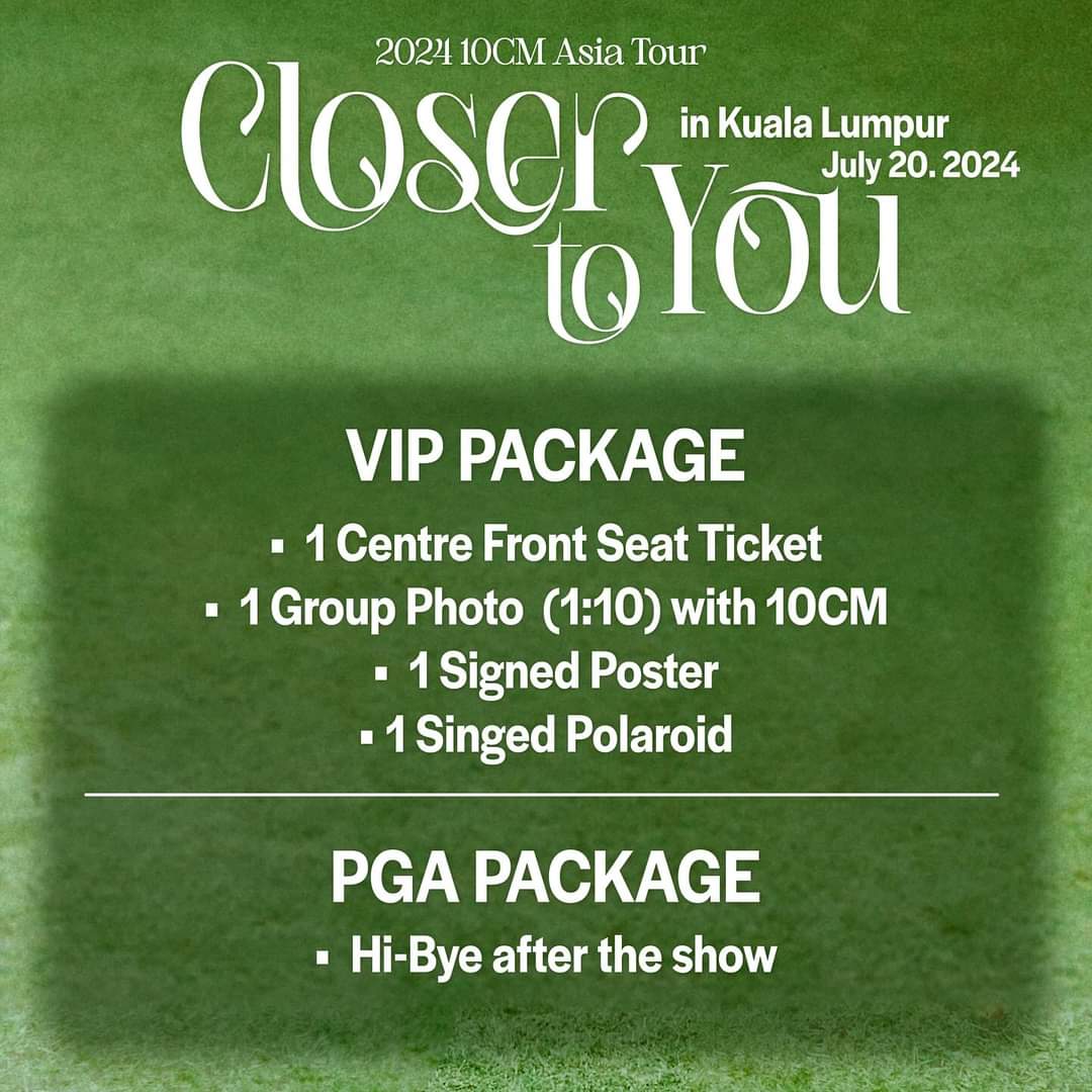 2024 10CM Asia Tour <10CM Closer to You> in Kuala Lumpur 

📅: 20th July 2024 (Sat)
🕗: 8PM
📍: EX-Eight (EX-8), Subang Jaya.
🎟️: livepass.asia

#10CM #10CM_Asiatour2024 #2024_10CM_AsiaTour_Malaysia #ClosertoYou #10CM_ClosertoYou #10CMinMY

By @banyakbagusent