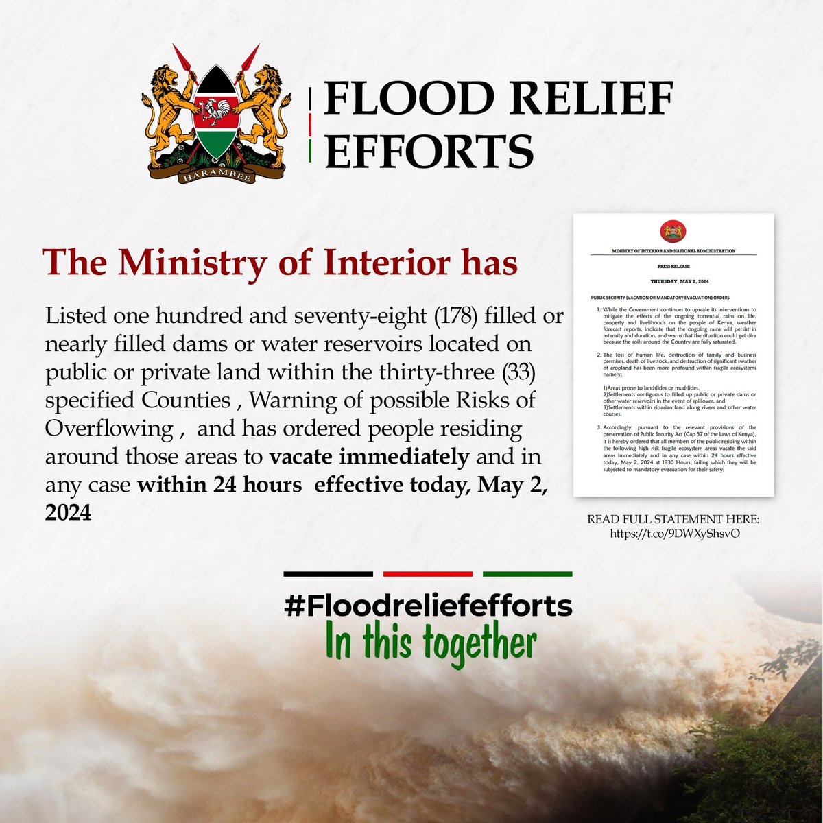 The Cabinet noted that more citizens who have been affected by floods, mudslides, and 
#FloodReliefEfforts
In It Together