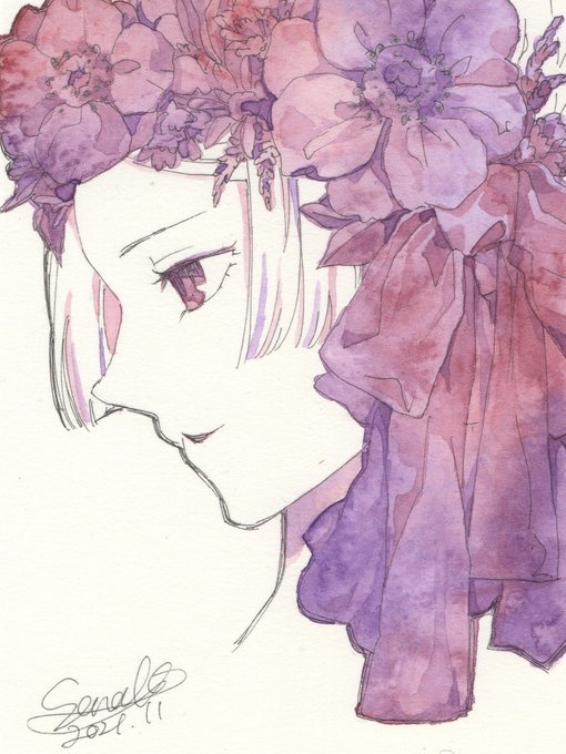 「purple flower traditional media」 illustration images(Latest)