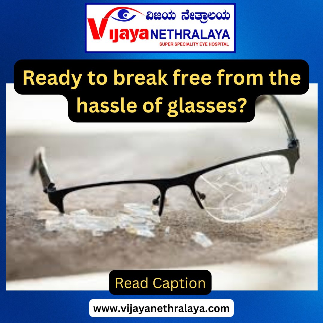 'Imagine waking up to clear, crisp vision every morning without reaching for your glasses or fumbling for contacts. LASIK surgery can make this dream a reality! 

vijayanethralaya.com/link-in-bio/

#LASIK #VisualFreedom #ClearVision #NoMoreGlasses #NoMoreContacts #bangalore #nagarbhavi