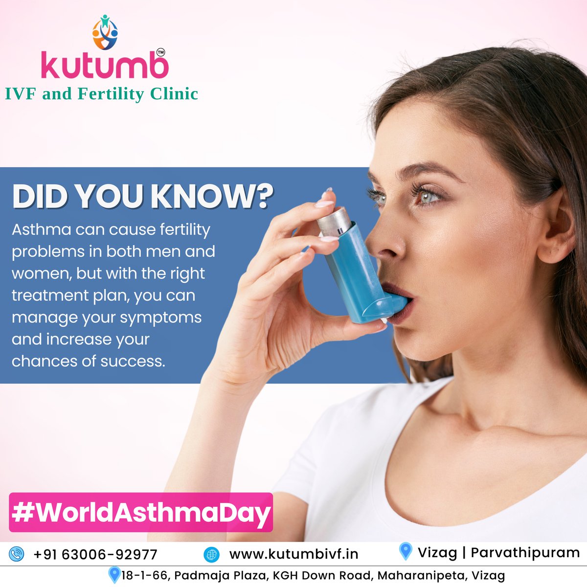 Unlock Your Fertility Potential: Manage Asthma with Expert Guidance!
Contact our expert now: +91 63006-92977
#asthma #WorldAsthmaDay #asthmaday #pregnancy #parenthood #ivf #ivfcost #testtubebaby #testtubebabycentre #ivftreatment #ivftreatmentprocess #ivfclinic #bestivfclinic