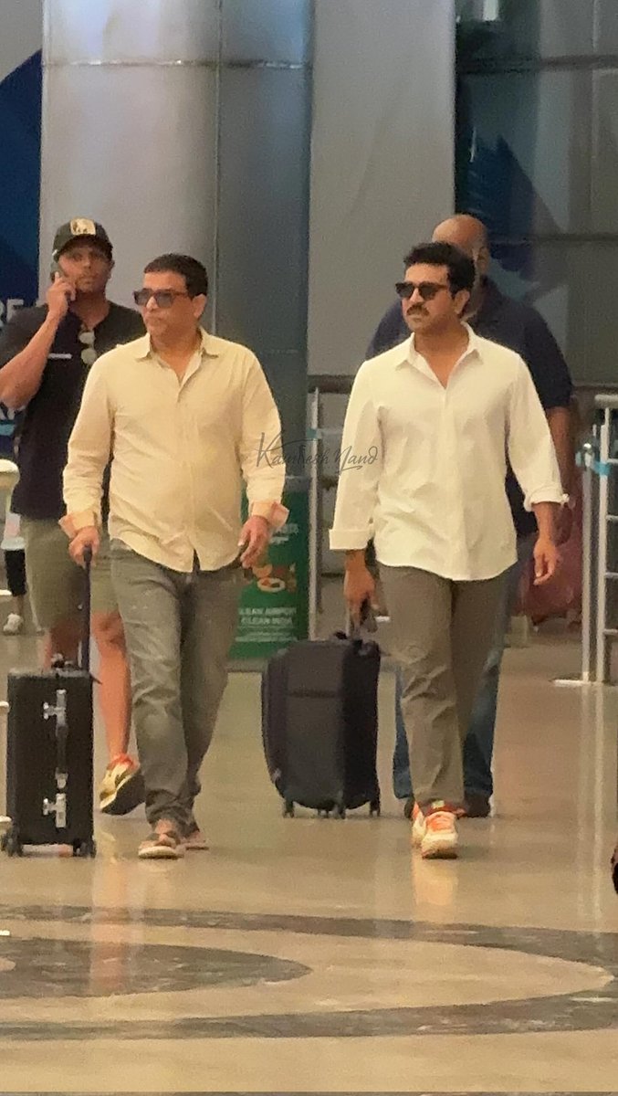 Megapowerstar #Ramcharan with producer #Dilraju arrived in Hyderabad post wrapping up #gamechanger Chennai schedule @AlwaysRamCharan