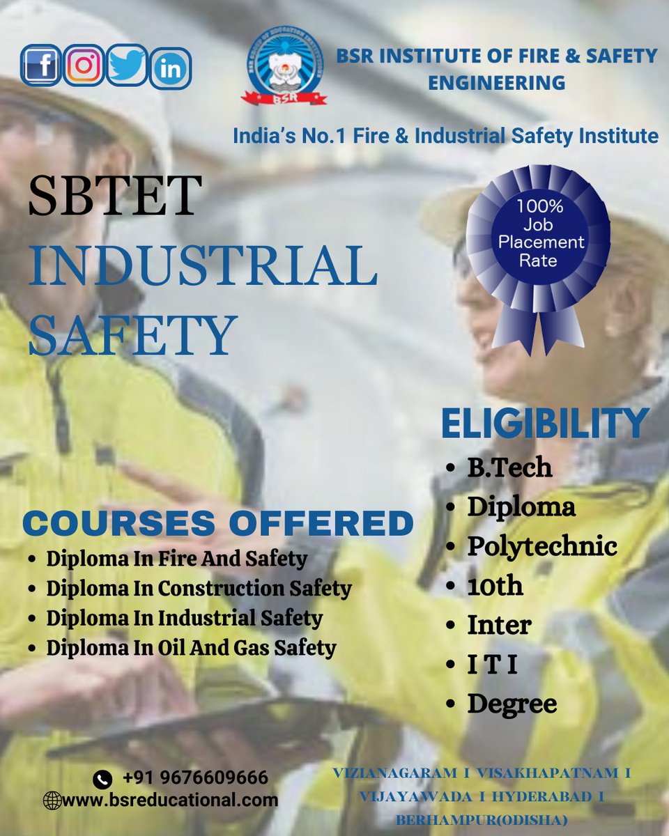 India's No.1 Institute for fire & Industrial BSR Institute Of Fire & Safety Engineering
.
.
.
#firesafety  #industrialsafety #OilAndGasSafety #safety     #diplomainindusrtrialsafety