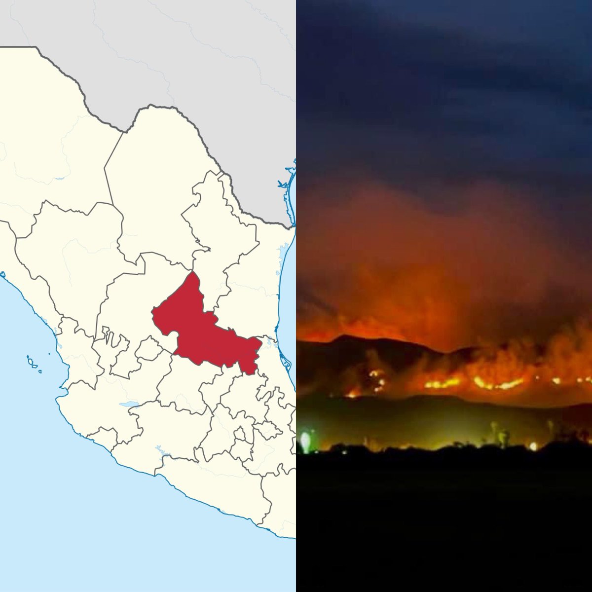 Lamentablemente lo que está pasando en Matehuala, San Luis Potosí, un enorme incendio está arrasando con todo.