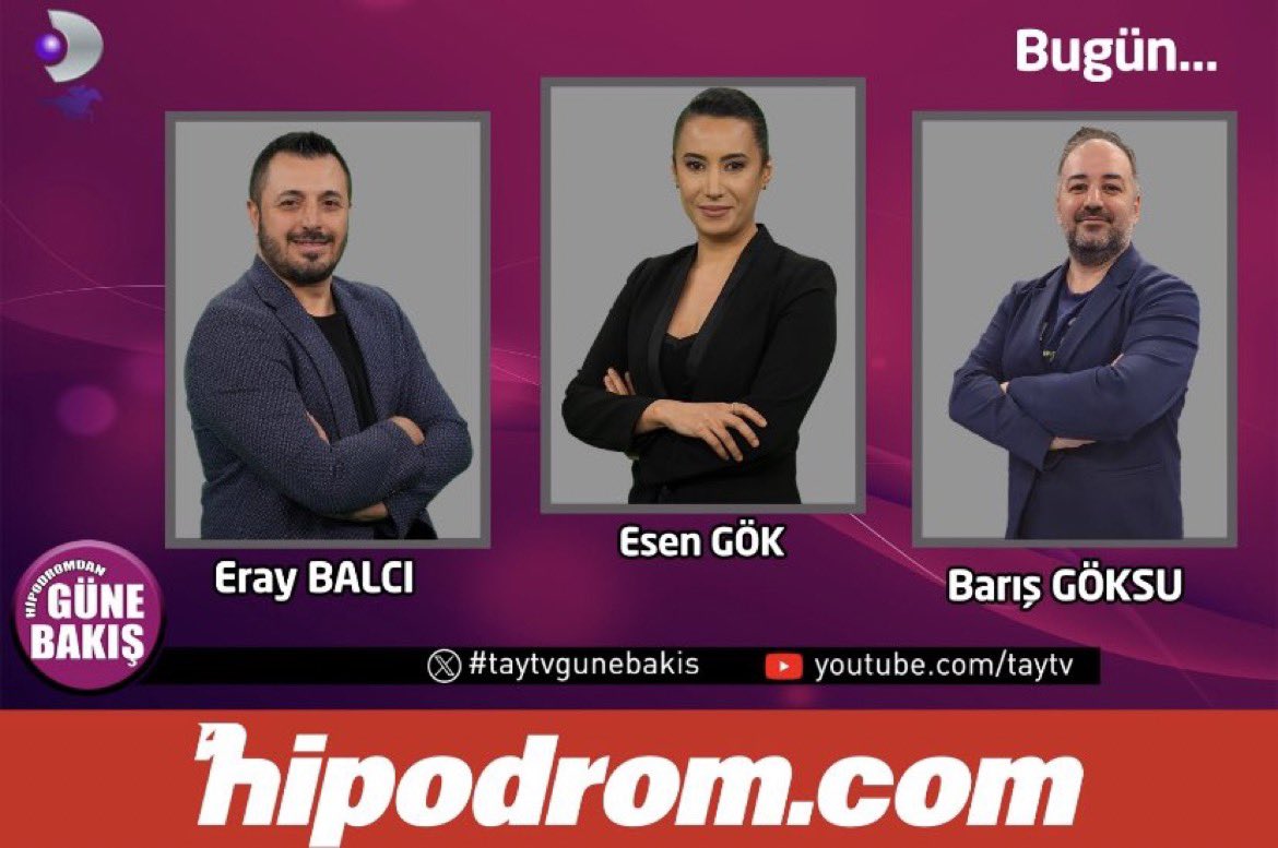 Güüüünaaaaydııııııın🌺 Saat 12.00’de TAY TV’de Hipodromdan Güne Bakış’tayız. @eraybalci_53 ve @barisgoksucom geliyor. Kaçar mı bu yayın! Etiketimiz #taytvgunebakis Katkılarınızı bekleriz.🙌🏻🌺 YouTube’dan takip etmek isteyenler için link: youtube.com/live/iI_zsgDqF…