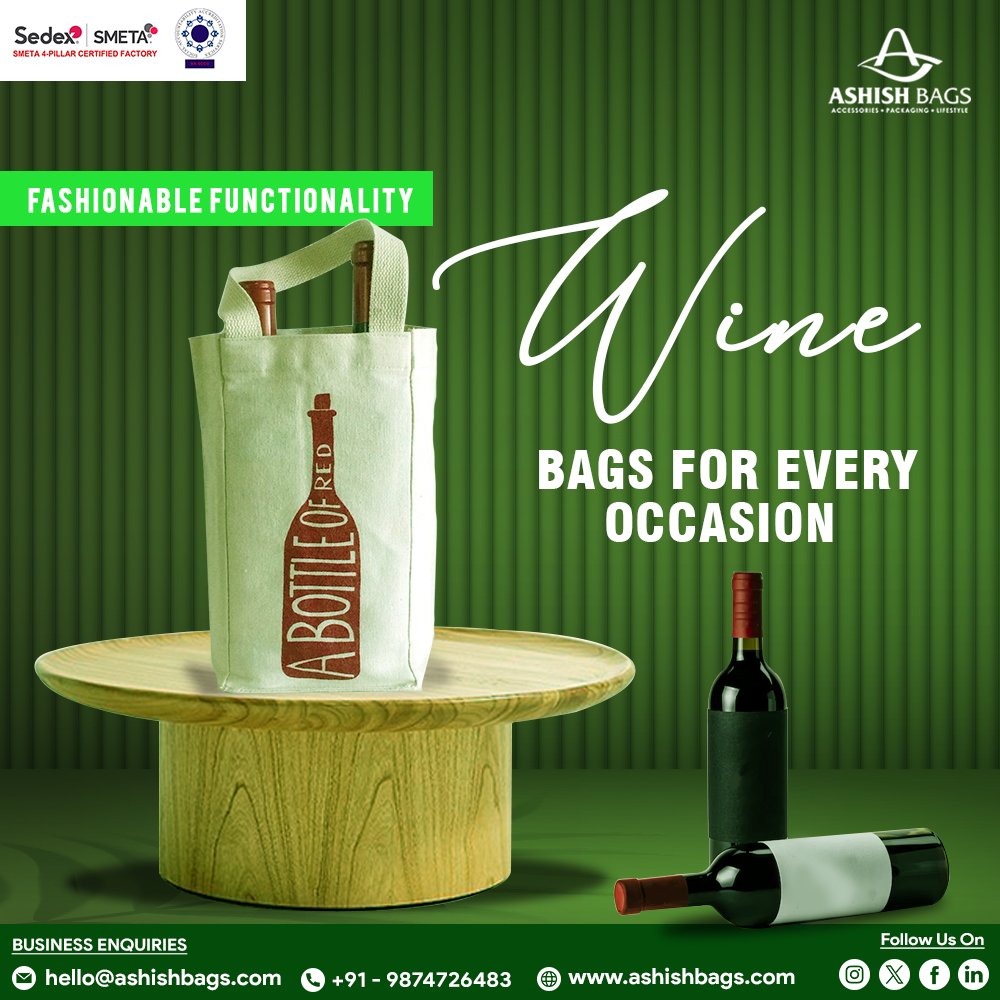 Grab your squad and your favorite wine bag for a night of fun and laughter.

#WineBags #FashionableFunctionality #WineLovers #3rdMay #PartyEssentials #Stylish #WineAccessories #PicnicPerfection #DinnerPartyReady #Trendy #AshishBags