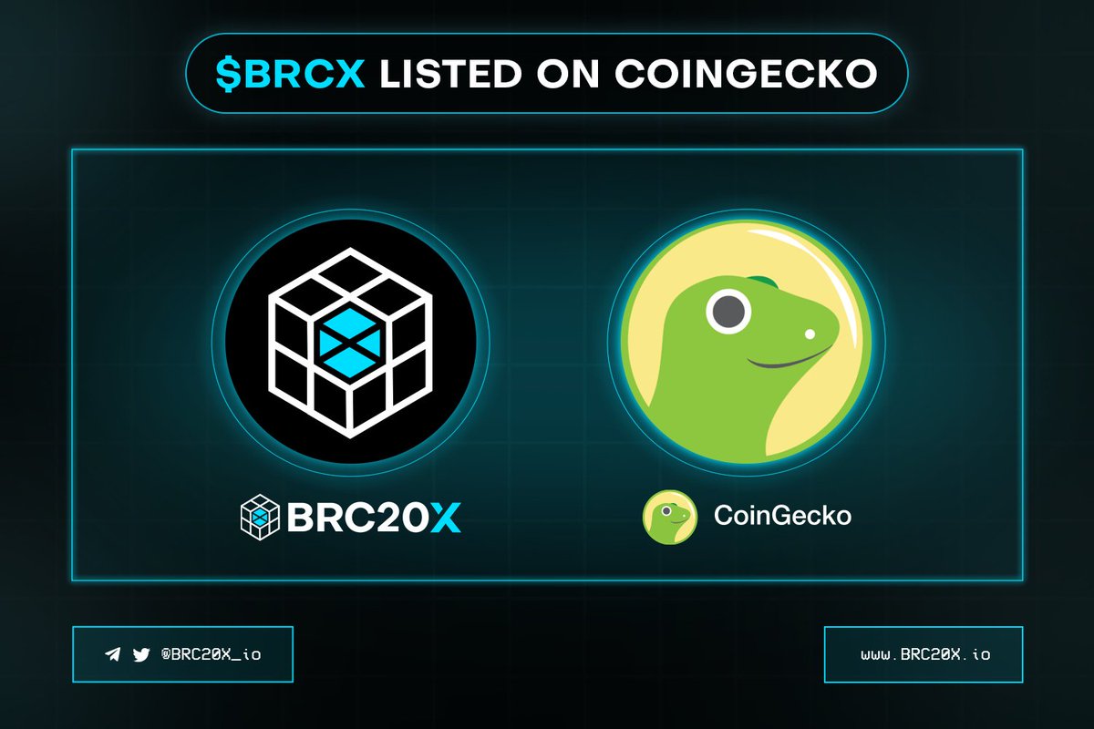 It's our pleasure to announce that $BRCX is now live on @coingecko!

coingecko.com/en/coins/brc20x

#BRC20 #BRC20X #CoinGecko