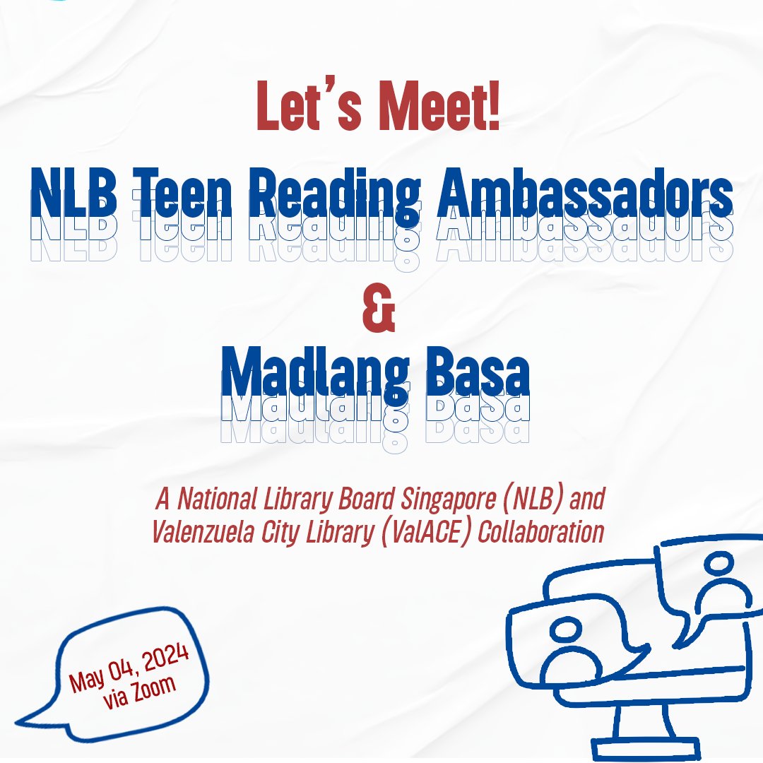 Time for a virtual meet up of teens from Singapore and Valenzuela City, PH! A collaboration between the National Library Board Singapore and Valenzuela City Library (ValACE) will be happening tomorrow via Zoom. Looking forward to a great afternoon together!