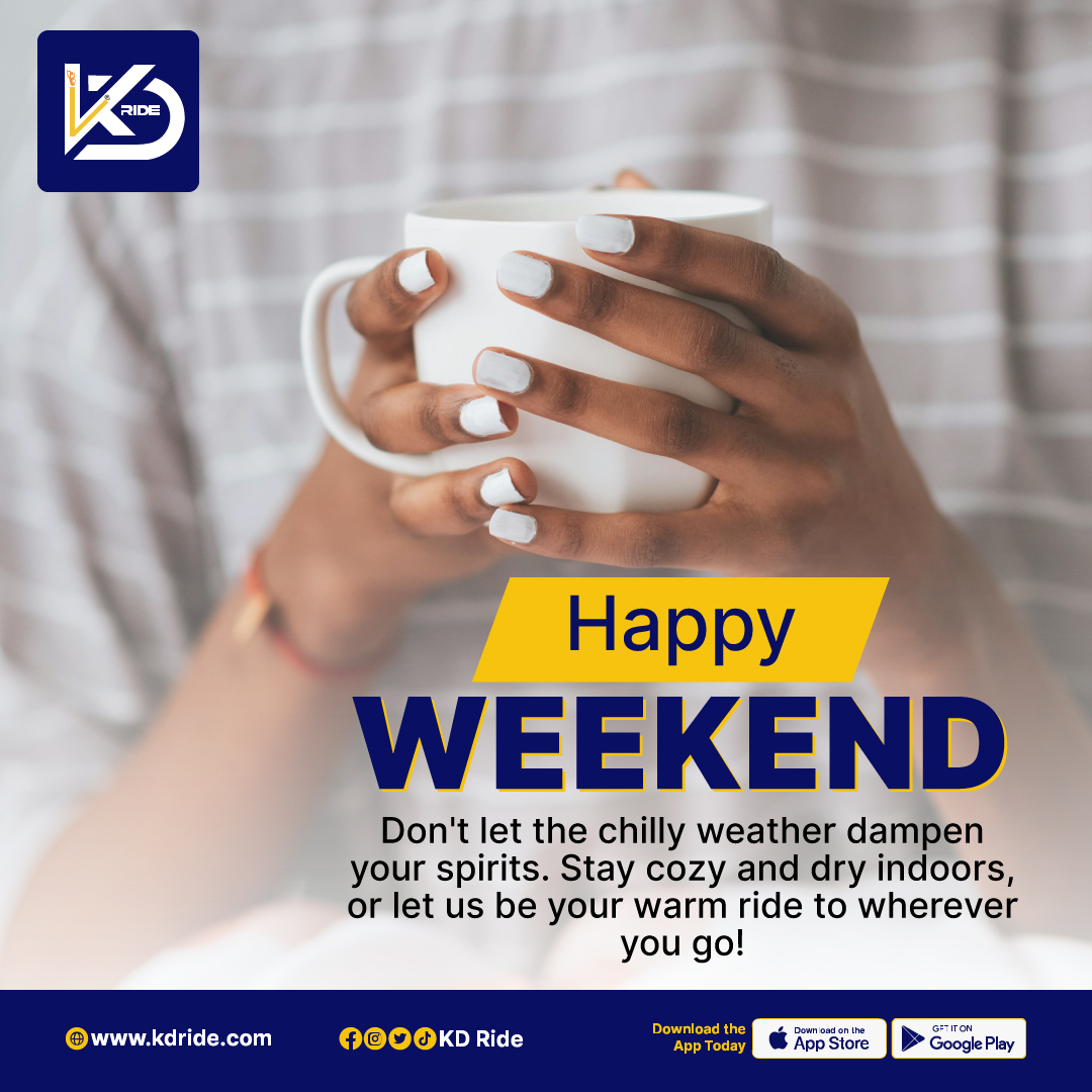 kd_ride's tweet photo. Warm wishes for a cozy weekend!

As the weather turns cold and wet, remember to bundle up and stay snug indoors. If you need to venture out, rely on us for safe and comfortable travels.

Let us be your shelter from the storm!

#KDRide #tumechanuka #UkoSorted #ridewithpurpose https://t.co/LkEIjXNIWV