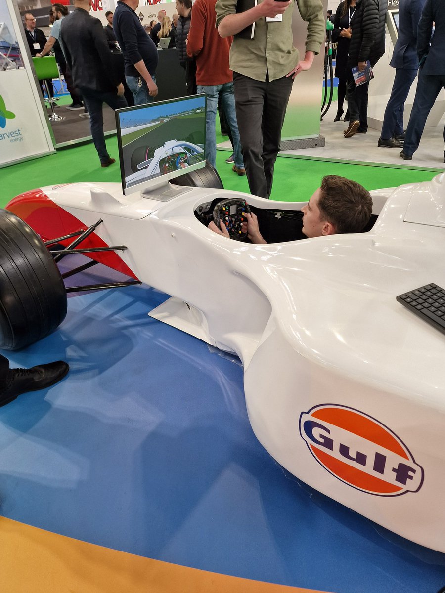 PSWEvents's tweet photo. #gulf and #evolo branded #f1simulator at the #nec event with #certas another busy 3 days running a #fastestlap competition on #silverstone track during the #forecourtshow 2024 https://t.co/NksKPaorcn