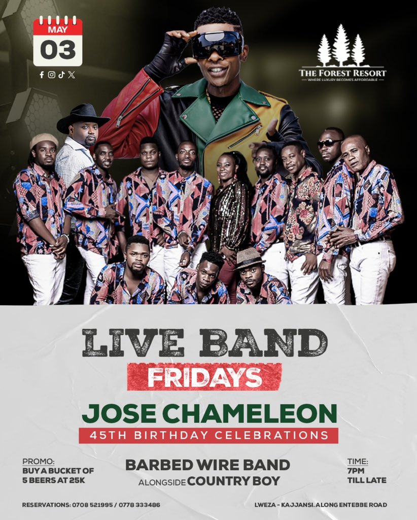 Tonight at the forest resort lweza @theforestresort we are receiving our last birthday dosage from the Doctor himself @josechameleone @RadioandWeasel @pallasomusic @UgandaMusicians @eddykenzoficial @ReachDrMuganga @BalaamAteenyiDr