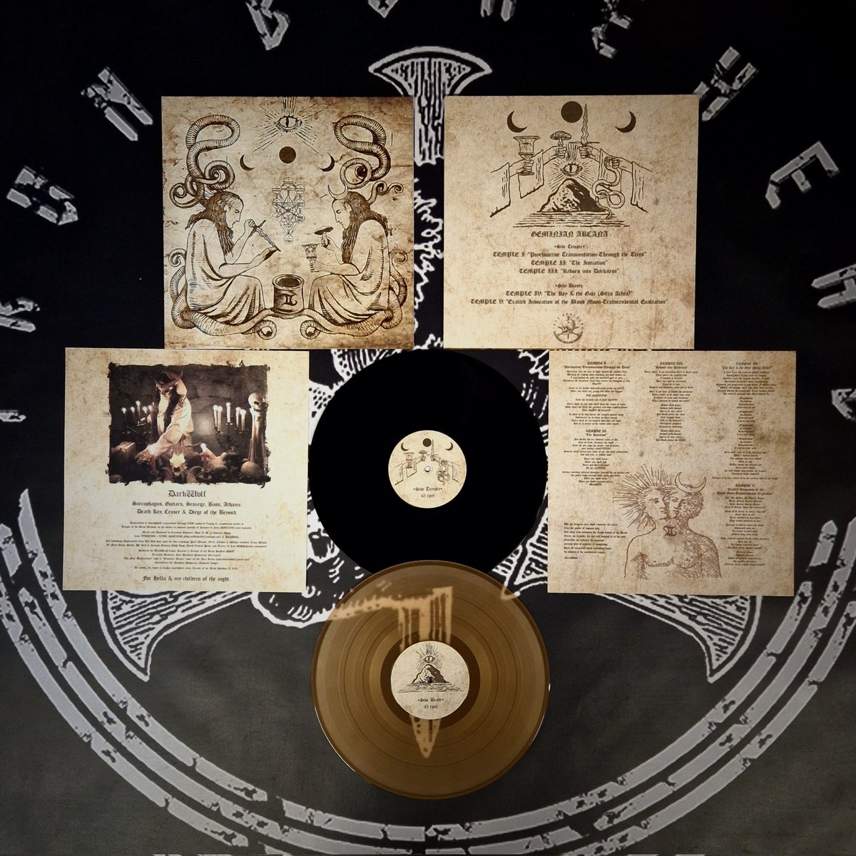 OUT NOW! TEMPLE OF THE BEAST (U.S.A.) 'Geminian Arcana' 12'MLP - 350gsm Jacket with matt varnish - 140g Black or Sand Color Vinyl - 250gsm Art Paper Insert - Limited to 300 copies (200x Black & 100x Sand Vinyl) Sound: ironboneheadproductions.bandcamp.com/album/temple-o… Order: shop.ironbonehead.de