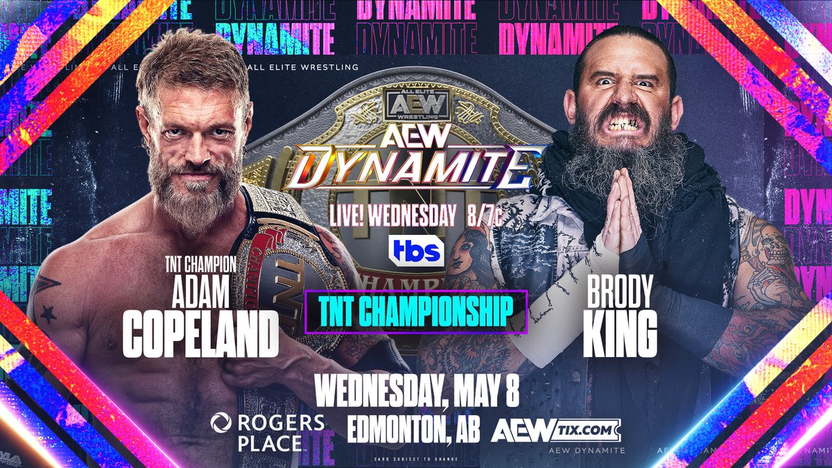 The Cope Open Returns THIS WEDNESDAY on #AEWDynamite! The Rated R Superstar @RatedRCope's tirade against #HouseOfBlack continues as he defends the #TNT Championship against the bruiser, @BrodyXKing on #AEWDynamite THIS WEDNESDAY LIVE from Edmonton, AB at 8pm ET/7pm CT on TBS!