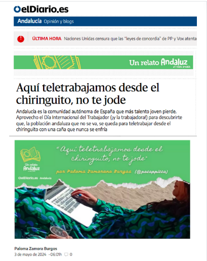 Aprovecho el #DíadelTrabajador ¡y la trabajadora! para hablar del tema laboral en #Andalucía.

Tanto si trabajas en tu comunidad como si tuviste que dejarla o teletrabajas con acento del sur, ¡esto es pa ti!

eldiario.es/andalucia/blog…