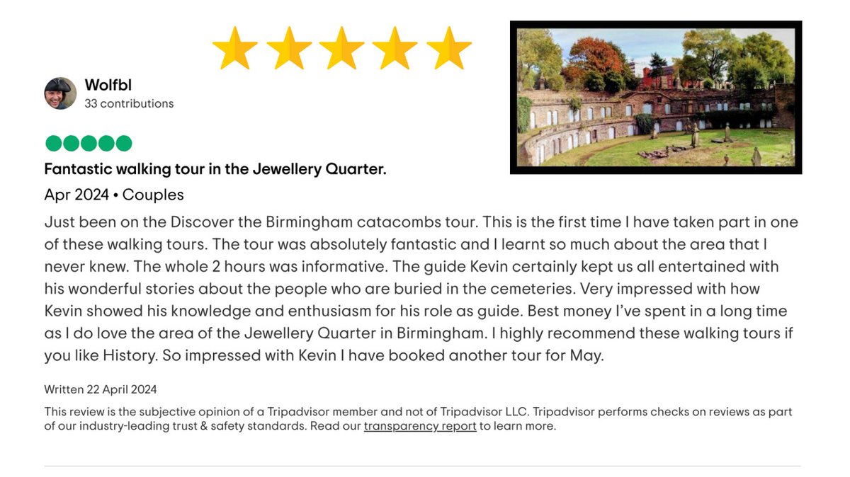 This review absolutely made my day! It’s especially thrilling since the Times newspaper recently listed my tours as one of the top five things to do in Birmingham. Exploring this city with like-minded folks truly makes it all worthwhile!
#Walkingtour #Catacombs #Birmingham