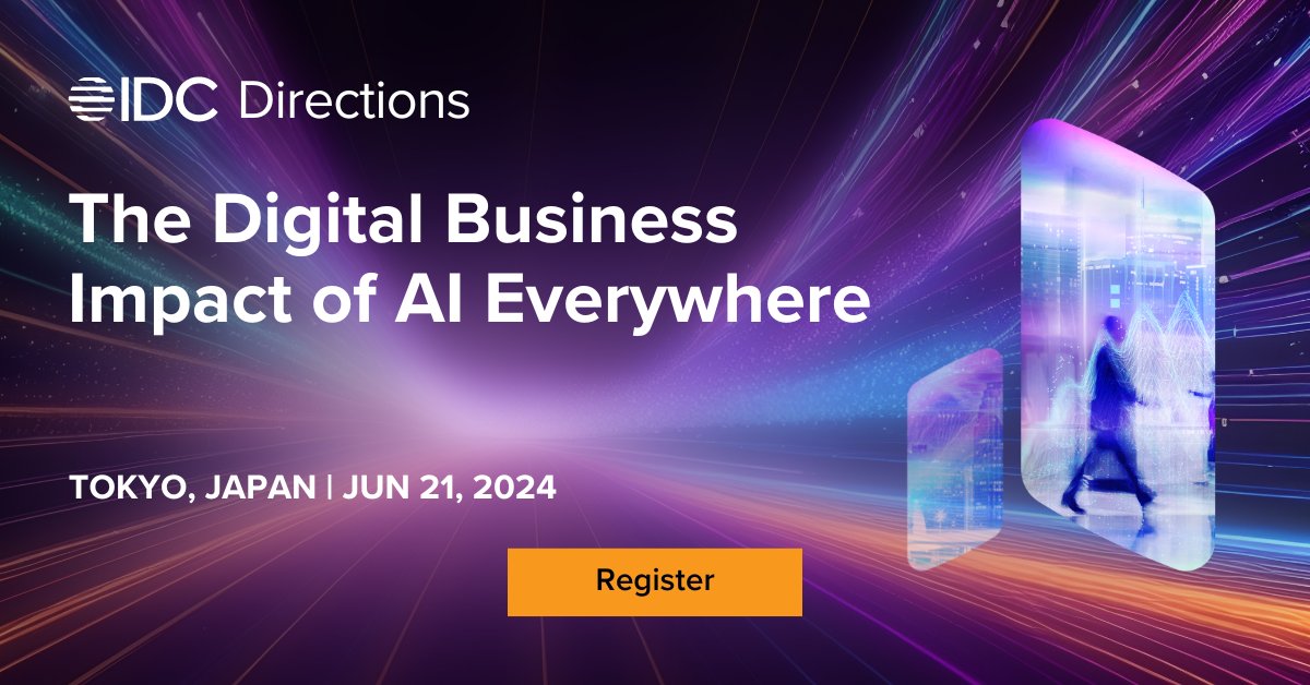 Join us at Nikkei Hall on June 21, 2024, for IDC Directions Japan.

Be informed on key markets' latest trends and outlook on AI, digital business, IT infrastructure, app development, and data security. 

Register now ➡️ ow.ly/N41C50Ruk2k

#IDCDirections