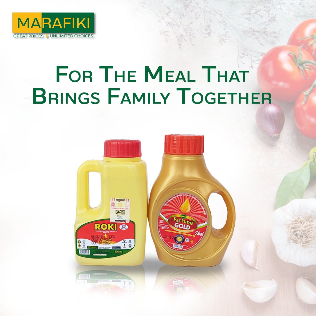 Use multipurpose edible vegetable oil for all of your cooking, baking, and frying needs, and create wonderful recipes to share with friends and family. 🍳🥧🍟

#marafikimart #convenience #cookingessentials #familygatherings #cookingoil