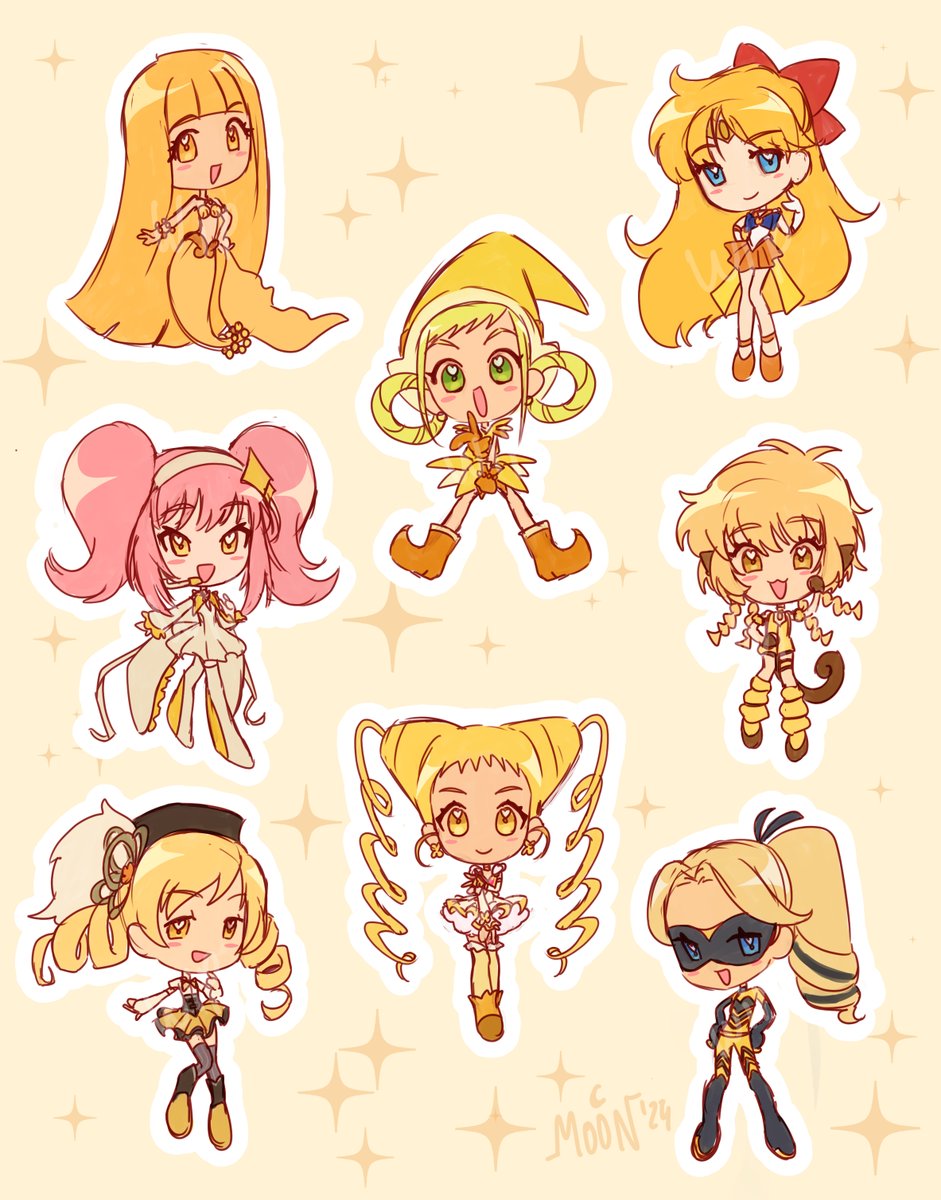 yellow (and one orange...?) magical girls 💛