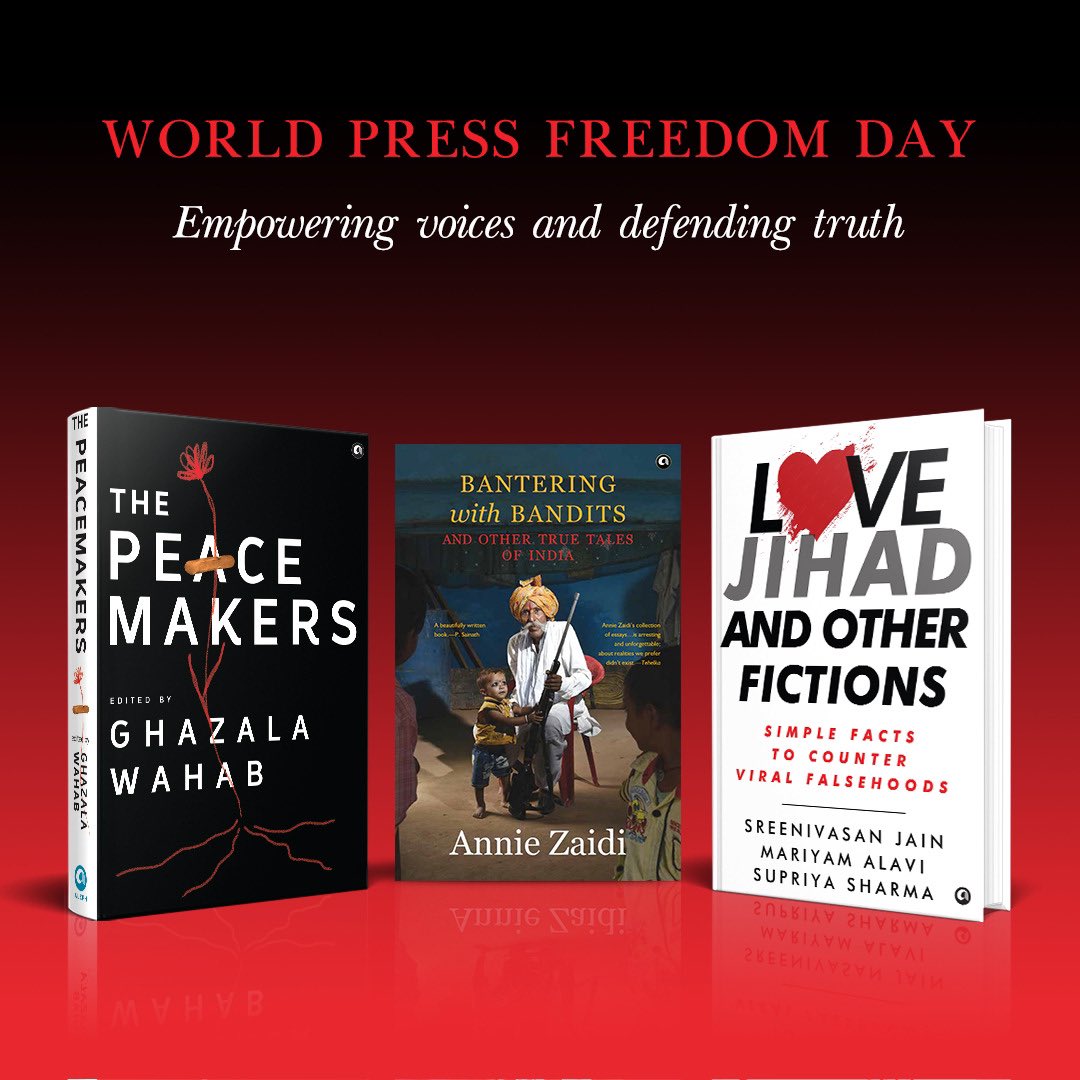 On World Press Freedom Day, explore the power of words. Dive into books that celebrate the bold voices that fight for truth. #LoveJihadAndOtherFictions by @SreenivasanJain @MariyamAlavi and @sharmasupriya #BanteringWithBandits by @anniezaidi #ThePeacemakers edited by…