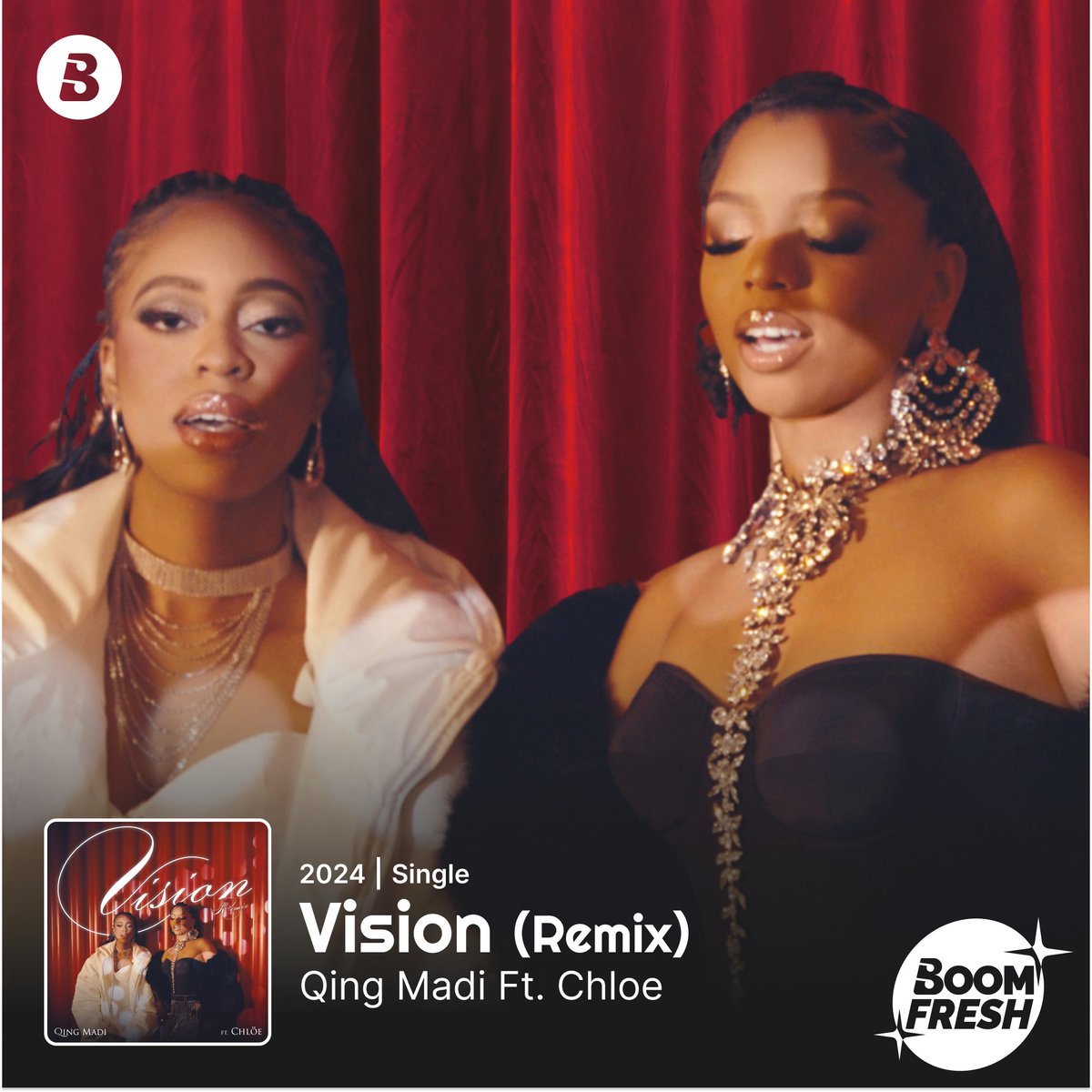 .@QingMadi takes her #Vision west  as she enlists @ChloeBailey on the remix of this hit song. 🦋🤍

Listen to this jam on Boomplay. ➡️ Boom.lnk.to/QingMadiVision…

#BoomFresh #HomeOfMusic #NewMusicFriday