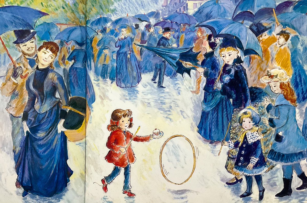 #BookIllustrationOfTheDay is from “Katie’s PictureShow” - my very first book, in 1989, but reillustrated for the 25th anniversary in 2014. Here’s my spin on Renoir’s Umbrellas! Perfect for a rainy day…

Watch out for the final #60for60 on Sunday - an exciting COVER REVEAL!