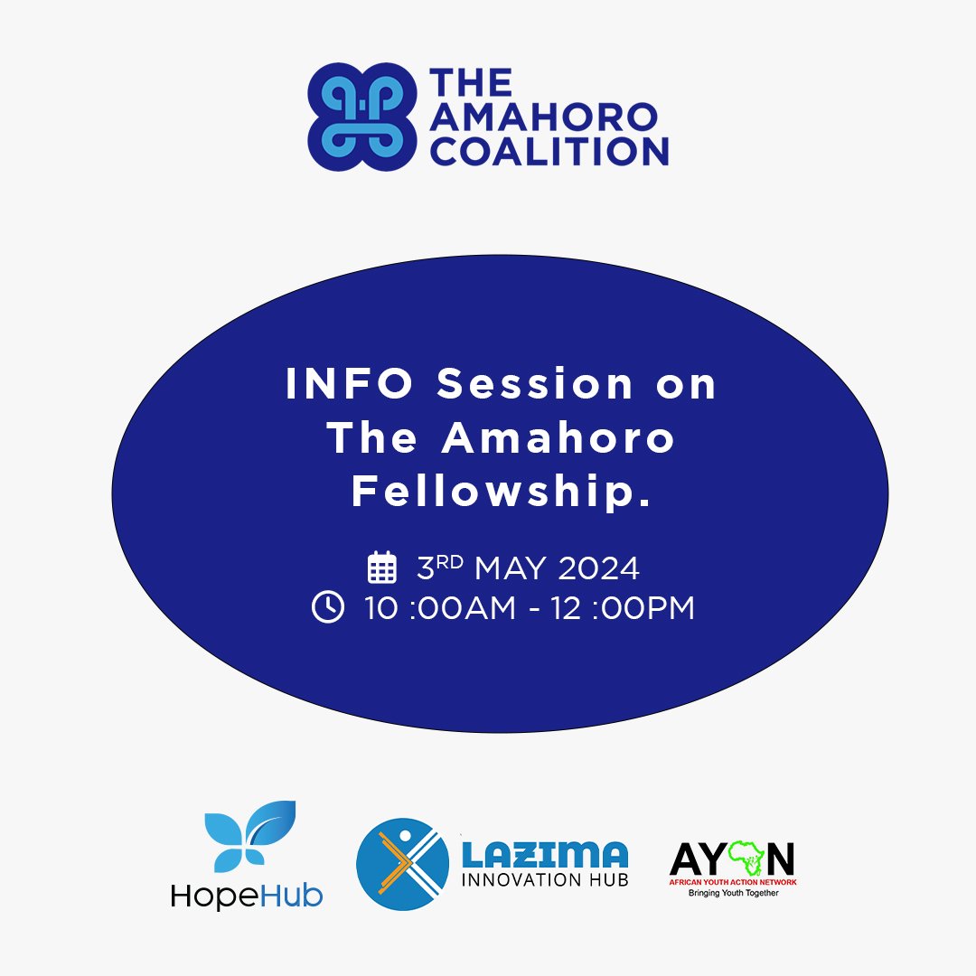 Happening Soon! In partnership with @ipfug, we are hosting an info session for the #AmahoroFellowship, an opportunity that empowers young leaders & entrepreneurs with lived experience of forced displacement skills & resources to thrive. @AfricaAmahoro @HopeHubUg @relonuganda