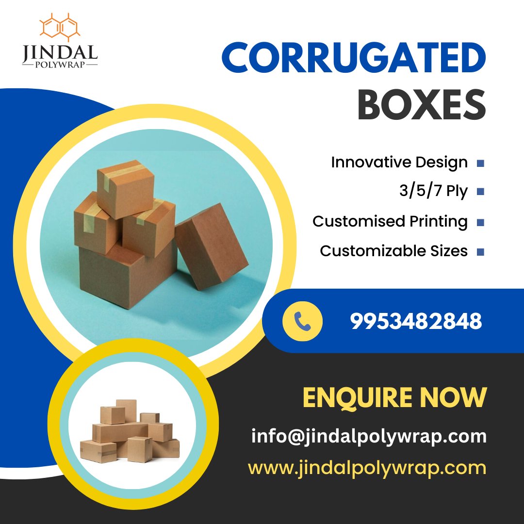 JindalPolywrapp's tweet image. Corrugated Boxes

Material Used - Corrugated Cardboard, Kraft Paper
Packaging Type - Regular Slotted Container

Call us at: +91-9953482848
Visit Website: jindalpolywrap.com

#CorrugatedBoxes #CustomBoxDesign #DurableBoxes #ProtectivePackaging #BoxManufacturer