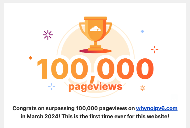 WhyNoIPv6's tweet image. Thanks for all the great support! &amp;lt;3