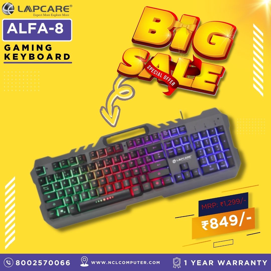 👉Brand: Lapcare 👉Model: Alfa-8 👉Type: Gaming Keyboard 👉1 Year Warranty 👉MRP: ₹1,299/- 💥Our Price: ₹849/- 🔗Buy Link : shorturl.at/xyV09 📞8002570066 #gamingmouse #frontech #gaming #gamingpc #gamingkeyboard #gamingsetup #zebronics #pcgaming #gamer #lapcare