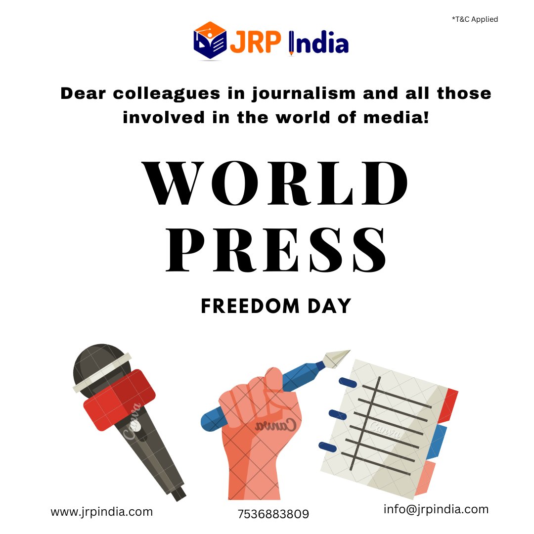 🌍✒️ Celebrating the power of a press on World Press Freedom Day! 📰🗞️ Let's continue to support independent journalism and the pursuit of truth. 🙌🏼 
#WorldPressFreedomDay #FreePress #InvestigativeJournalism #ProtectJournalists #HumanRights #ChangeTheWorld #jrpindia