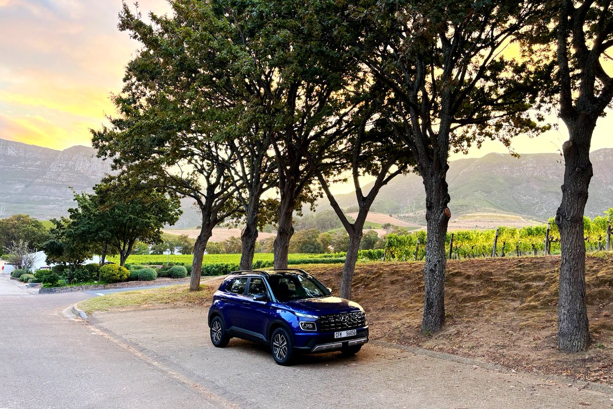 A glowing sunset at the vineyard to match the #HyundaiVenue. #Hyundai #Venue #CapeTown #SouthAfrica #Winery