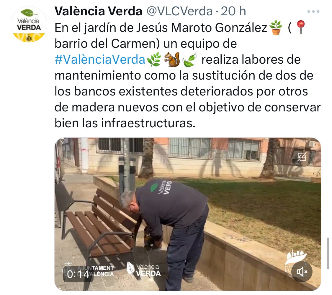 🪴🪴
Benvinguda qualsevol millora per a ús i gaudi del veïnat… però tasques de manteniment són el que s’espera de l’administrador.
Molt bé ⁦@VLCVerda⁩ ⁦@CarlosMundina⁩