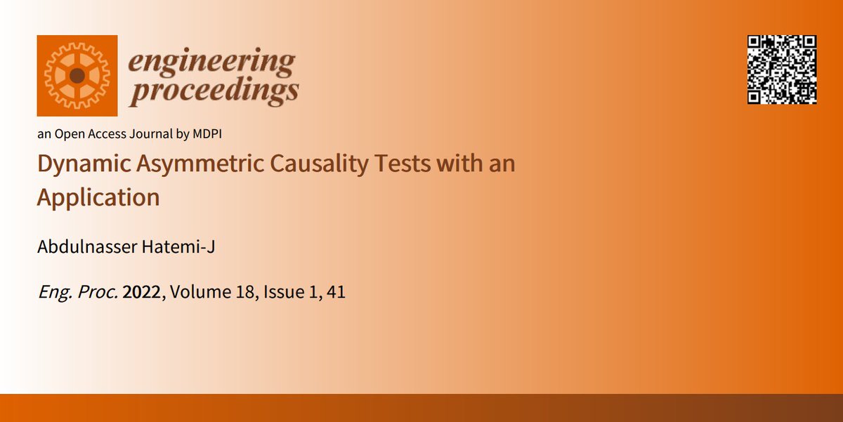 ProceedingsMDPI's tweet image. &quot;#Dynamic Asymmetric Causality Tests with an Application&quot;

Full access: mdpi.com/2673-4591/18/1…
By Abdulnasser Hatemi-J

#causation #timeseriesdata #timedependent
