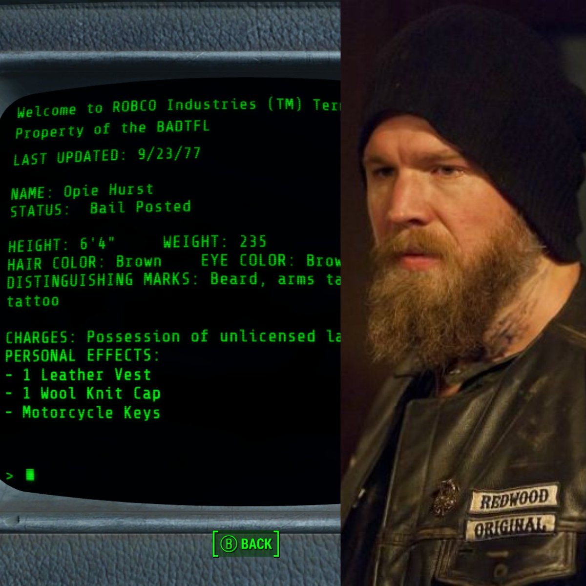 Now, was this a coincidence, accident, or done on purpose? Certainly wasn't the crossover I was expecting from playing #fallout4, but I'll take it 🤣❤️

@RamboDonkeyKong @SonsofAnarchy @BethesdaStudios