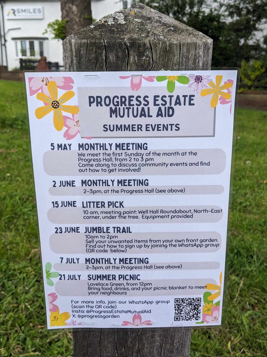 Our Progress Estate Mutual Aid summer events calendar is here! Starting with our next meeting on Sunday 5th May at 2pm at Progress Hall. All residents welcome. Please come along and help make future events a success.