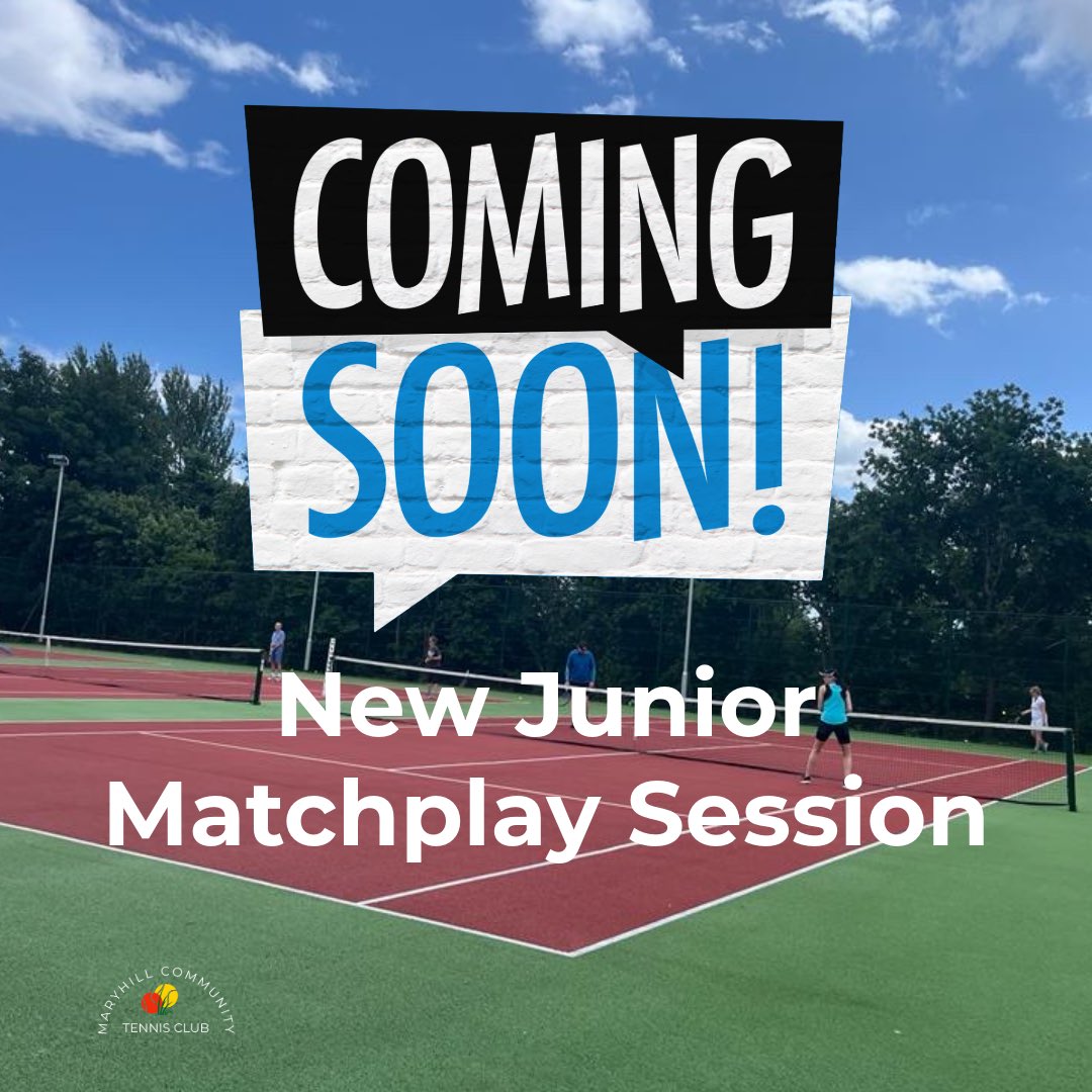 *** New junior matchplay session ***

Thursdays 5pm - 6.30pm

Starts 9th May

For green and yellow ball players

With Coach Martin

Special introductory  price £2 per session

Contact maryhilltennis@gmail.com to register

#teammctc
#maryhilltennis
#growingthegame