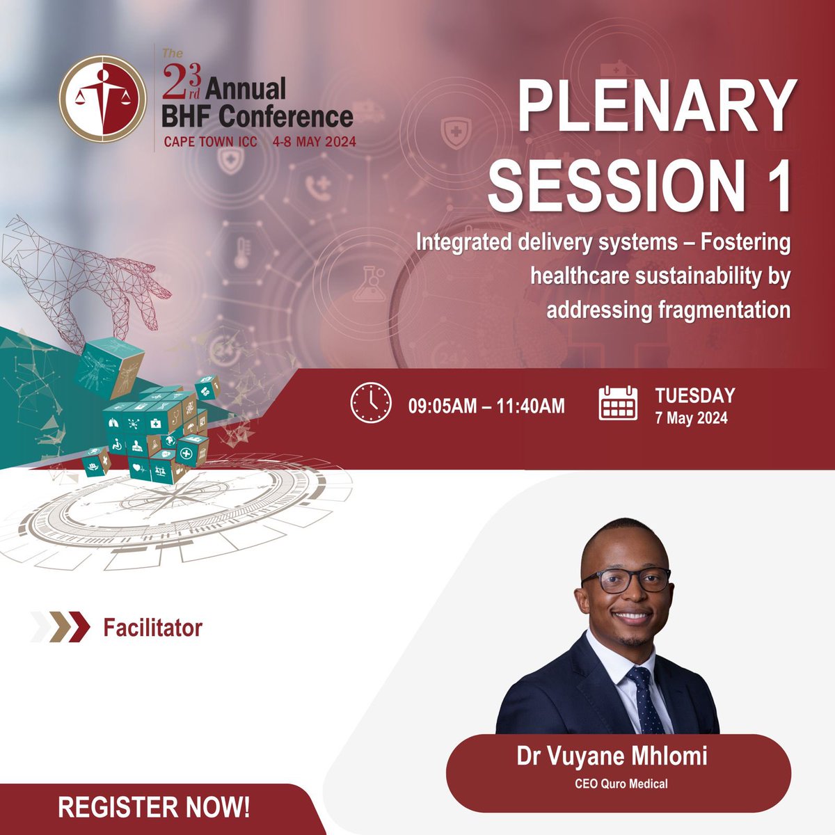 Dr. Vuyane Mhlomi, CEO of Quro Medical, leads discussions at #BHFConference2024 on Integrated Health Systems, aiming to improve care quality, patient experience, and health outcomes while optimizing resource use. #HealthcareInnovation #SustainableHealthcare #BeyondBarriers