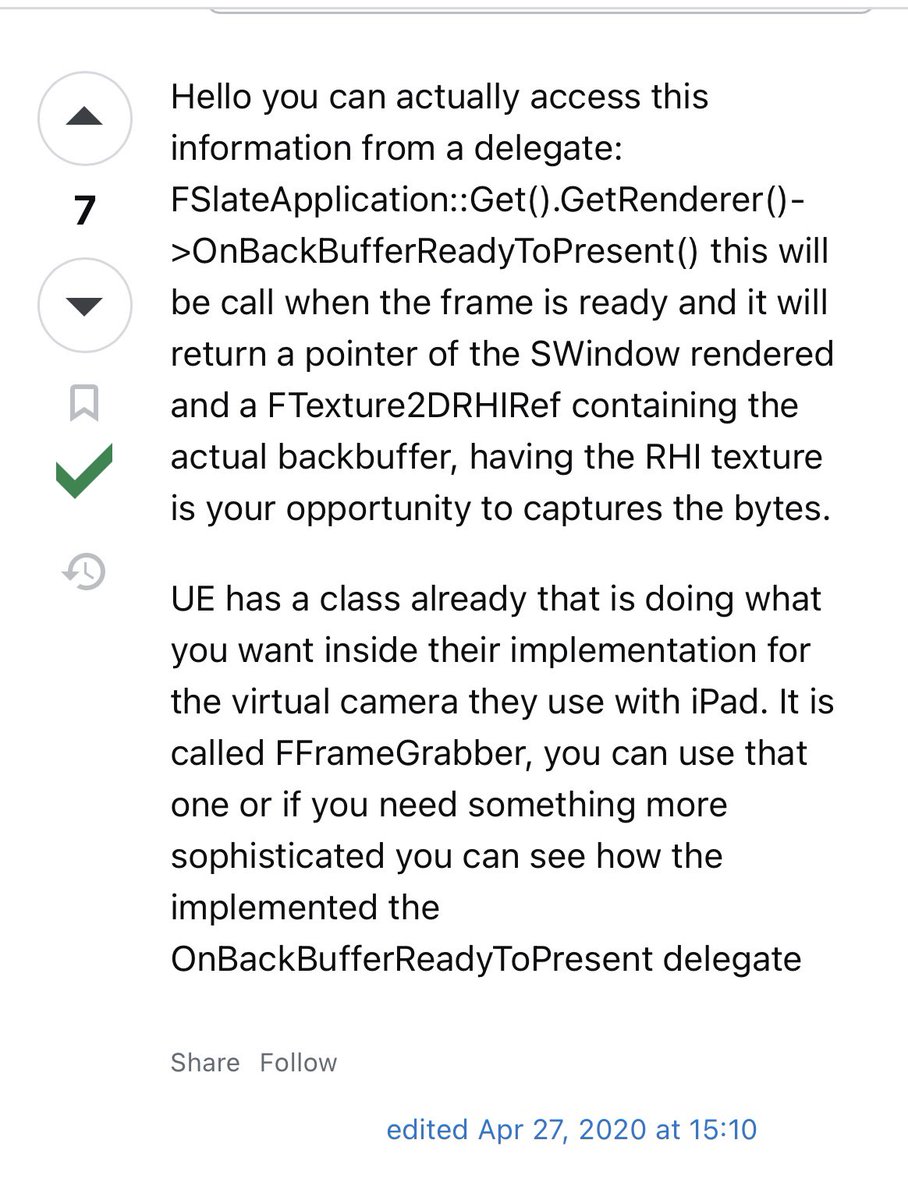 You have probably encountered the 2 types of repliers on StackOverflow.

- One is the absolute worst. 

- One is the absolute best.

Some poor soul dared ask StackOverflow “How to get framebuffer in Unreal Engine 4?”

Worst vs. Best