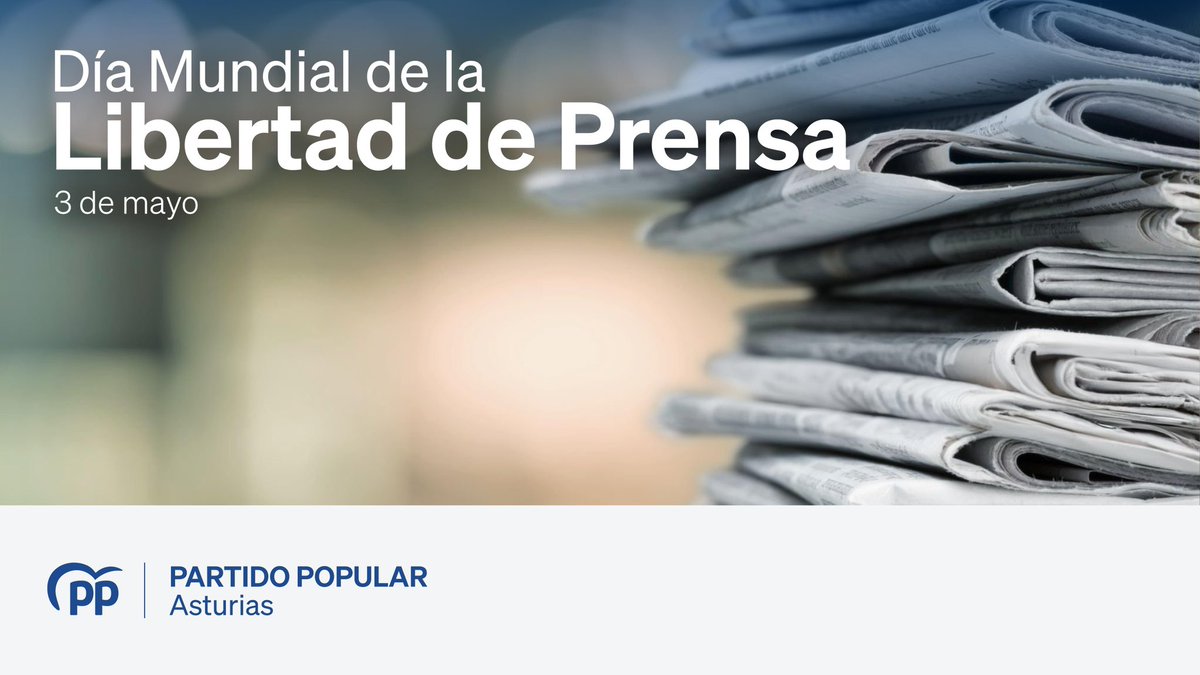 Siempre a favor de la libertad de prensa y de información, inexcusable en una sociedad libre e imprescindible para la pervivencia de la #democracia. En el @PP_Asturias siempre defenderemos el pluralismo, la independencia de los medios de comunicación y la información veraz y…